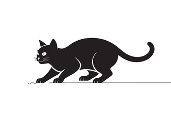 Simple black silhouette of a cat, perfect for graphic design.