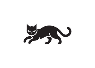 Simple black silhouette of a cat, perfect for graphic design.