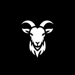 vector illustration of a black and white goat  sheep