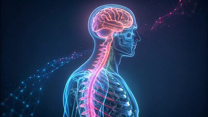 "Medical Illustration of Brain and Spine with Glowing Neural Networks" © MDMEHEDI