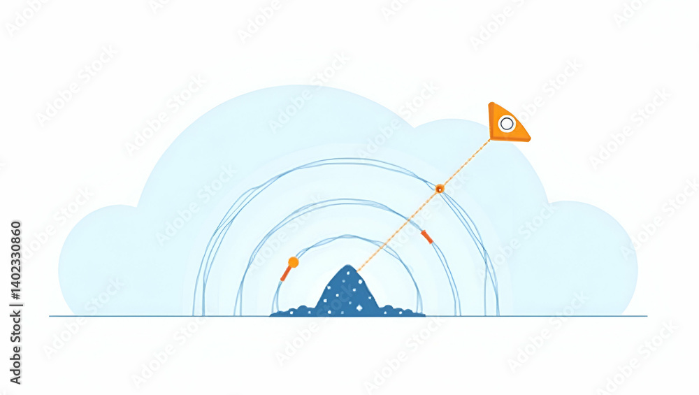 Poster flat vector illustration of robust 5g signal transmission architecture for ultra low latency and enh
