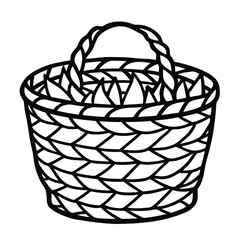 Fototapeta premium Seagrass Storage Basket, a handmade natural container isolated, brown, black on white