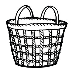 Seagrass Storage Basket, a handmade natural container isolated, brown, black on white