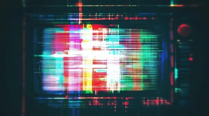 Obraz premium TV screen texture with glitch text PAUSE. HDTV no signal problems. Bad TV signal on TV screen Noise of motion background lines. Glitch VHS. Retro concept. Glitch camera effect. Video rewind texture i