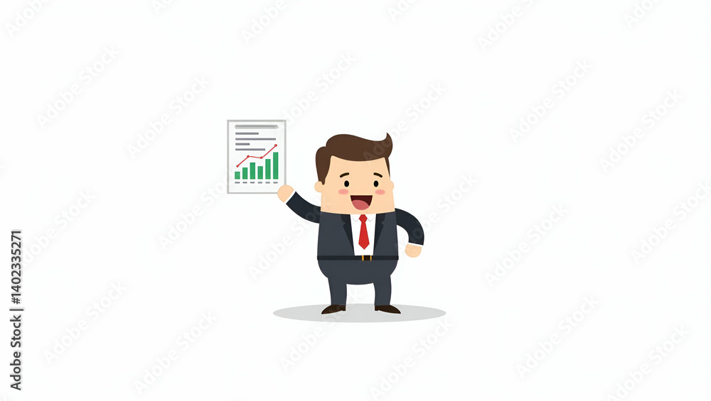 Poster flat exhibit: refined executive summary with analytics visuals for corporate metrics - premium vecto