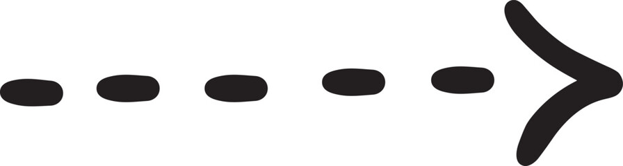 右横に伸びる点線の矢印の手書きイラスト