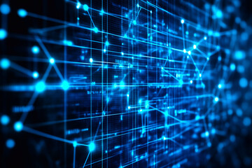 Abstract digital background designed as a tech-themed banner, featuring flowing data streams, software elements, and network lines. The composition symbolizes modern information systems