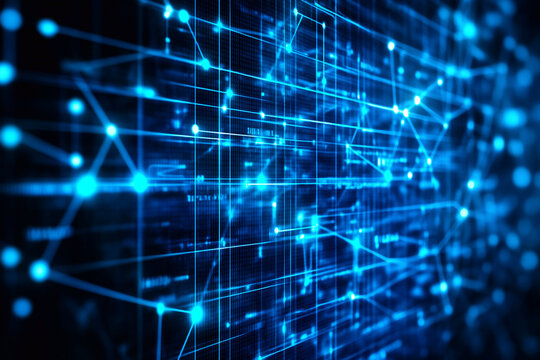Abstract digital background designed as a tech-themed banner, featuring flowing data streams, software elements, and network lines. The composition symbolizes modern information systems