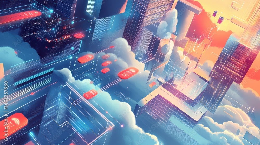 Poster cloud computing networks connectivity secure cloud storage digital data transfer protection network 