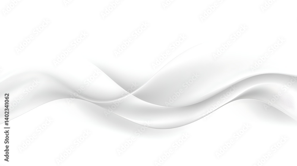 Poster smooth, flowing white fabric waves creating a soft texture, ideal for backgrounds in design projects