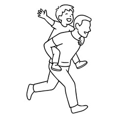 Father's Day Piggyback Ride Outline - Fun Dad Art