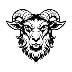 Bold Ram Head Illustration &ndash; Hand Drawn Mountain Goat Art Design