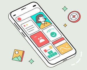 Smartphone interface design with user profile and options  