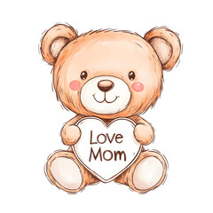 Obraz premium kawaii teddy bear with tiny heart that says 