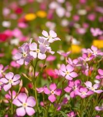 Obraz premium Delicate white and pink Bacopa monnieri blossoms in a vibrant field garden, ecology, Bacopa monnieri