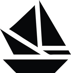 Modern Sailboat Motion: Black-and-White Shape Using Negative Space to Portray Water Movement
