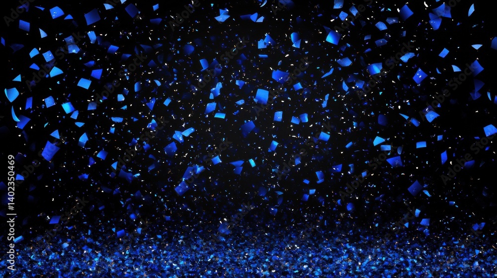 Poster blue confetti falling randomly. abstract background with flying particles. vector illustration can b