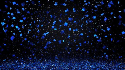 Blue confetti falling randomly. Abstract background with flying particles. Vector illustration can be used for greeting card, carnival, celebration. illustration