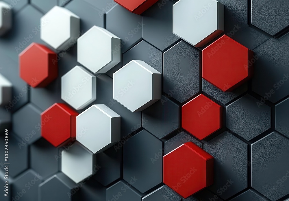 Poster colorful hexagonal patterns create a dynamic visual display, showcasing modern design and creativity