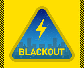 Yellow blackout icon. power outage sticker. flat vector illustration
