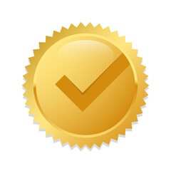 Approval check mark stamp Certified medal. Quality Badge. Vector illustration