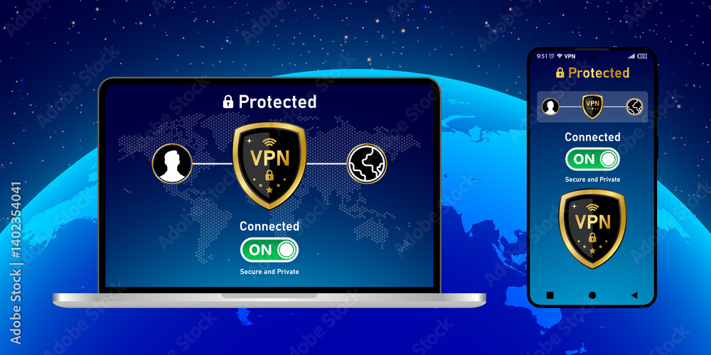 Poster vpn virtual private network to secure internet connection for all devices