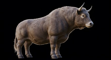 Majestic Bull Standing Strong on Black Background