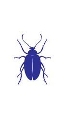 Stylized Blue Beetle Illustration with Detailed Anatomical Features