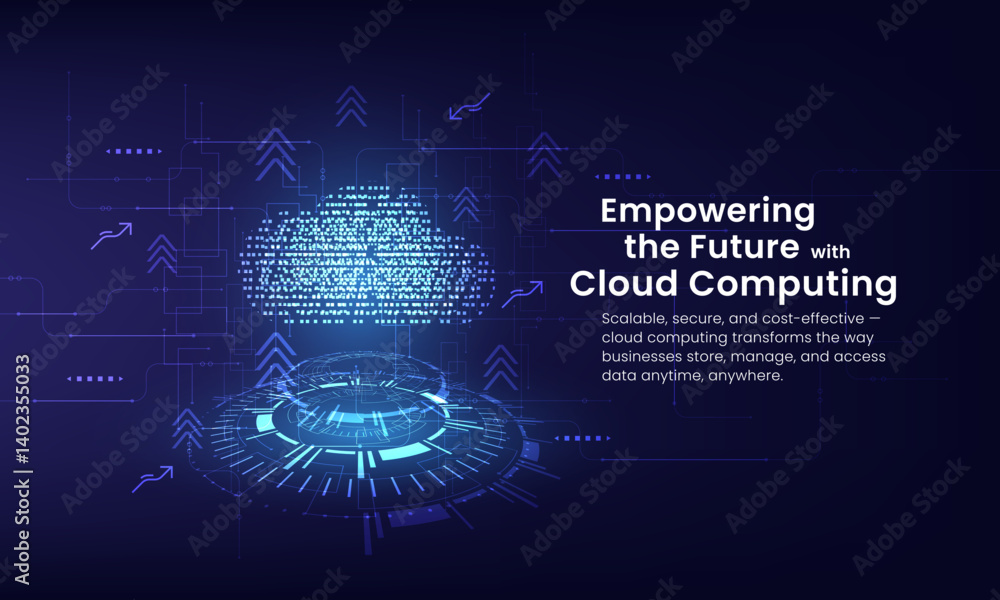 Poster cloud technology futuristic and innovation. networking technology. modern futuristic design.cloud co