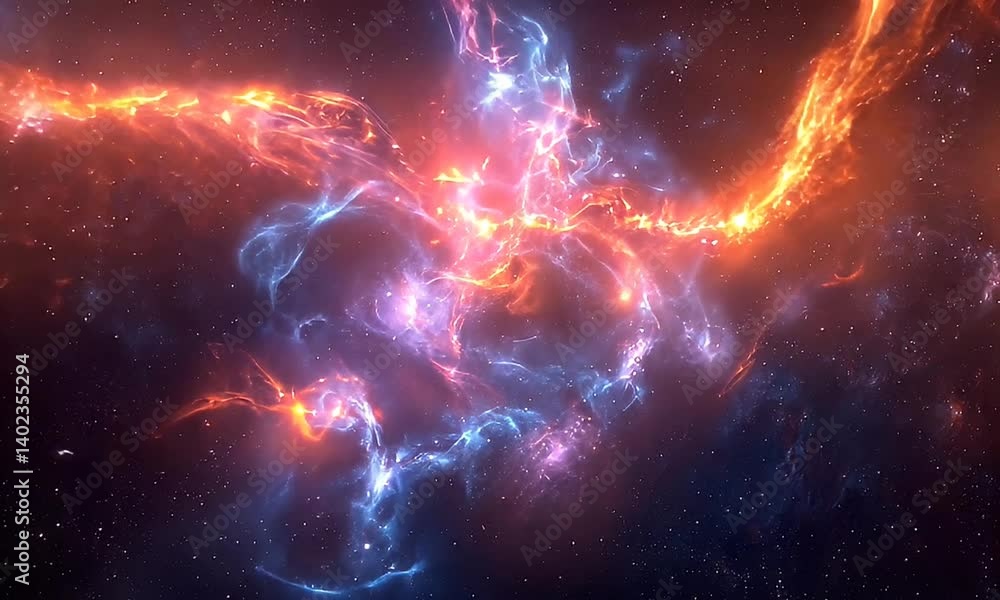 Wall mural colorful nebula in deep space with bright stars and galactic clouds illuminating the universe in a m