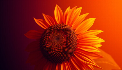 sunflower on red background