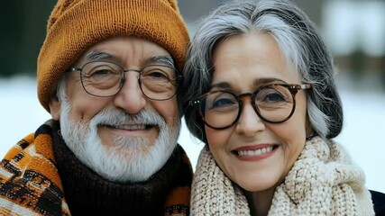An elderly couple enjoying stargazing in the winter - Powered by Adobe