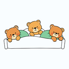 Little bears are cuddled together, peacefully sleeping on a cozy bed, their tiny paws tucked in, dreaming sweetly under a soft blanket in a warm, quiet room.