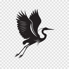 Crane Silhouette in Flight – Elegant Bird Vector