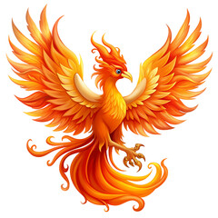 Fototapeta premium Fiery Phoenix Mythical Bird Art on transparent background