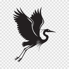 Flying Crane Silhouette – Elegant Bird in Flight Vector