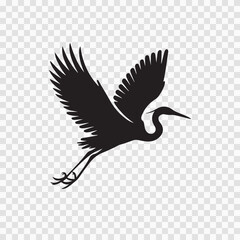Graceful Heron or Crane Flying – Wildlife Silhouette Art