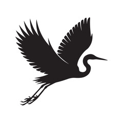 Stylized Flying Crane Vector – Minimalist Bird Design