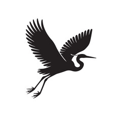 Flying Heron Illustration – Black Bird Silhouette