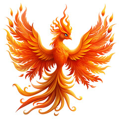 Fototapeta premium Fiery Phoenix Bird Mythical Creature Art on transparent background