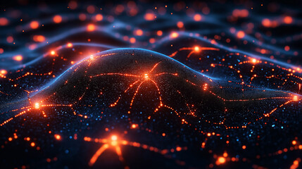 Obraz premium Neural Network Abstract: A mesmerizing abstract illustration depicting a neural network, with glowing connections and nodes, reminiscent of a complex and intricate system.