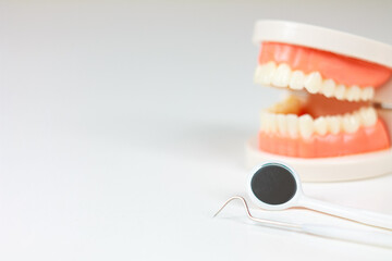 Dental diagnostic tools. Various instruments used by dentists for examination. Oral health, medical equipment.