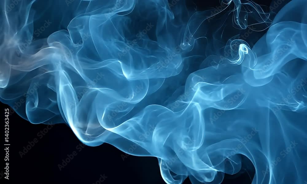 Sticker ethereal blue smoke flowing through a dark background creating a mystical and dreamlike atmosphere w