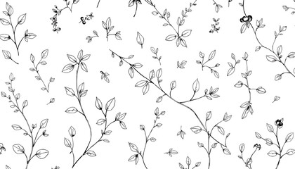 Elegant Minimalist Leafy Branch Line Art