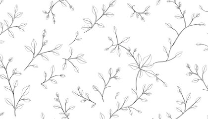 Vintage Botanical Sketch Seamless Design