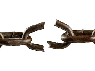 Obraz premium old rusty broken chain isolated
