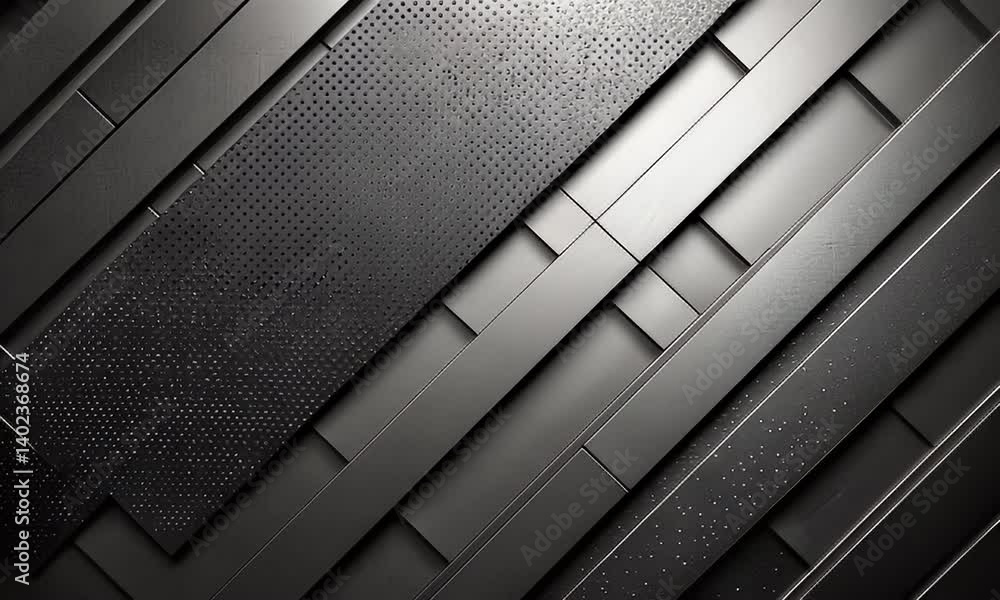 Wall mural abstract geometric black metallic surface with layers and textures creating a modern and elegant vis