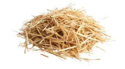 Pile of Straw Isolated on White Background for Agricultural and Natural Concept