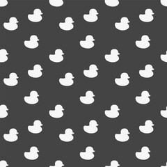 Little duck seamless pattern. Bath bird on black background. Simple illustration print. Vector