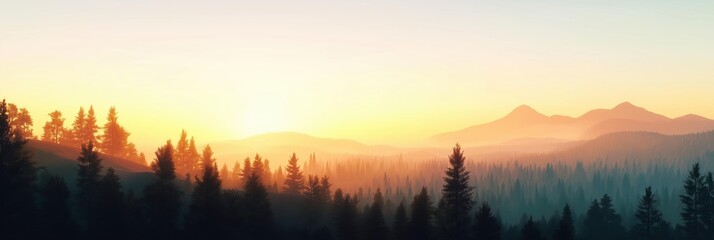 Landscape photograph of a beautiful sunrise over a mountain range. the sky is a gradient of orange and yellow, with the sun partially visible in the top left corner.